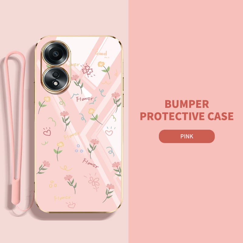 เคส Oppo A18 A38 A58 A78 4G 5G A58X เต็มจอ ดอกไม้เล็ก กันกระแทก ซิลิโคน เคสโทรศัพท์ ฝาครอบป้องกัน