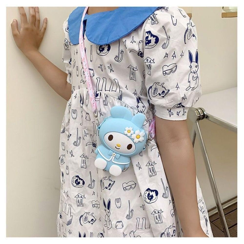 DSLONG Mini Crossbody Bag, Flower Rabbit Princess Small Bags, Cute Silicone Cartoon Shoulder Bag Girls