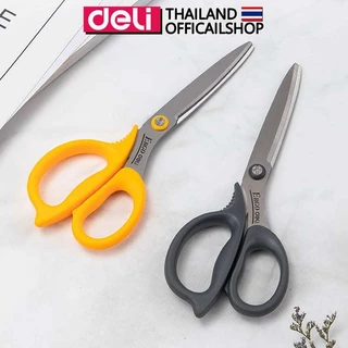 กรรไกรสเตนเลส Deli สำหรับตัดกระดาษและผ้า ขนาด 170mm (6 3/5 นิ้ว) คม ตัดขาดในครั้งเดียว ใช้ดี ทนทาน