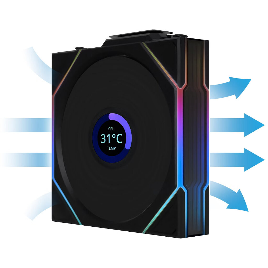 LIAN LI TL120 Wireless LCD Normal Black 1x120mm Single Pack (ไม่รวม L-Controller) PWM FAN