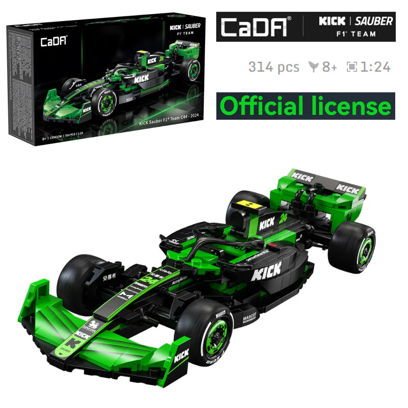 CaDA Racers 1:24 KICK Sauber F1 ทีม C44-2024 ใบอนุญาตอย่างเป็นทางการ C55032 (314 ชิ้น) Speed Champions Building Blocks ของเล่นของขวัญ