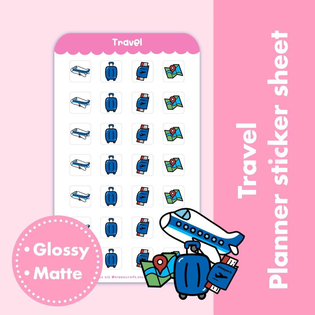 Travel | Planner sticker sheet ไอคอนการท่องเที่ยว วางแผนท่องเที่ยว แพลนเนอร์สติ๊กเกอร์