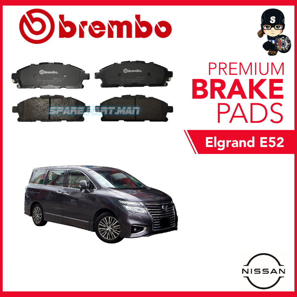 ผ้าเบรคหน้า BREMBO Nissan Elgrand E52 2.5,3.5