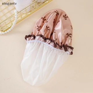 Egn Double-layer หมวกอาบน้ํากันน้ําป้องกันการเปรอะเปื้อนห้องครัวผมหมวกอาบน้ําห้องน้ํายืดหยุ่นสบาย N