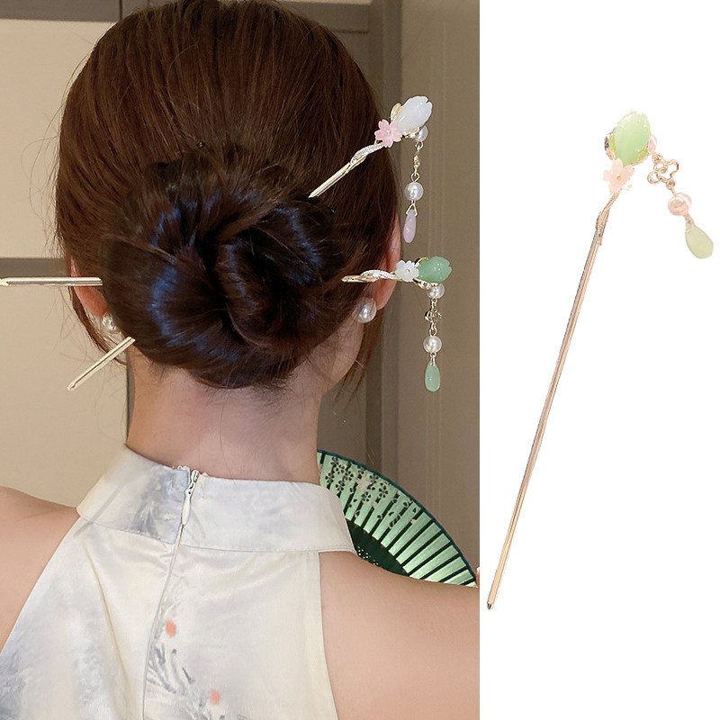 สไตล์โบราณ Hanfu Hairpin ประณีตสไตล์จีนดอกไม้ Cheongsam Hairpin สด Hanfu สไตล์โบราณ Step Shaking Hairpin