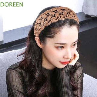 Doreen ที่คาดผมผู้หญิง ที่คาดผม ลูกไม้ ด้านข้างกว้าง ลายดอกไม้ ล้างหน้า หวาน สง่างาม