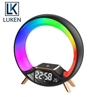 Luken นาฬิกาปลุก LED 15W ไร้สาย ควบคุมสัมผัส พร้อมขาตั้ง ชาร์จได้ สําหรับห้องนอน