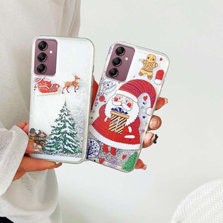 Ybd เคสโทรศัพท์มือถือ ลายต้นคริสต์มาส ซานตาคลอส กวาง มีทรายไหล สําหรับ Samsung Galaxy A13 M13 A04S A14 A34 A54 4G 5G