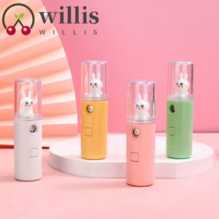 Willis เครื่องพ่นไอน้ํานาโน แบบพกพา ชาร์จ USB ให้ความชุ่มชื้น ดูแลผิวหน้า ลายการ์ตูน สําหรับเด็กผู้หญิง