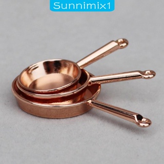 [Sunnimix1] ชุดเครื่องครัว กระทะโลหะจิ๋ว สเกล 1/12 สําหรับตกแต่งบ้านตุ๊กตา 3 ชิ้น