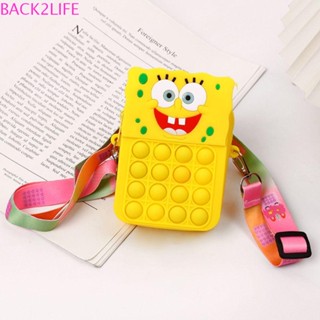 Back2life กระเป๋าสะพายข้าง ซิลิโคน ขนาดเล็ก ลาย Spongebob สําหรับเด็ก