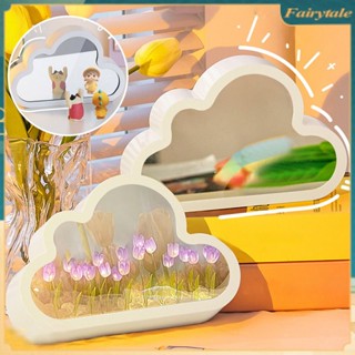 ❀ DIY Cloud TULIP LED Night Light กรอบรูปกระจกตารางโคมไฟทานาบาตะวันวาเลนไทน์ของขวัญห้องนั่งเล่นเดสก์ท็อปตกแต่ง