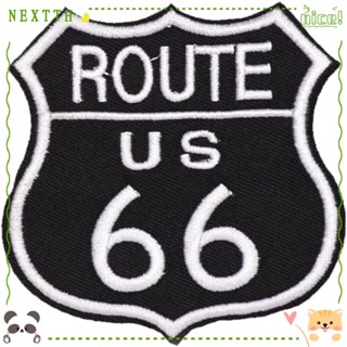 Nextth แผ่นแพทช์ผ้าโพลีเอสเตอร์ ปักลาย US Route 66 Applique Patches US Route 66 Applique Shape 2.87*3.1 นิ้ว 20 ชิ้น