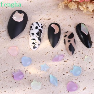 Fengha อุปกรณ์ตกแต่งเล็บ พลอยเทียมเรืองแสง ลายการ์ตูนหมี หัวใจน่ารัก DIY