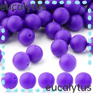 Eucalytus1 ลูกปัดซิลิโคนยาง ทรงกลม สีม่วง สําหรับทําเครื่องประดับ DIY 60 ชิ้น