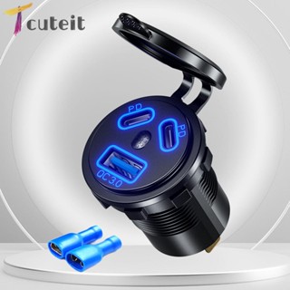 Tcuteit อะแดปเตอร์ชาร์จเร็ว 45W PD Type-C QC3.0 สําหรับรถยนต์ เรือ และรถยนต์ทุกพื้นที่