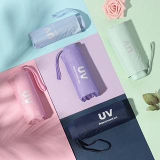 Jahome ร่มพับ ด้ามจับสีไวนิล UV ป้องกันรังสียูวี แบบพกพา สําหรับผู้ชายและผู้หญิง