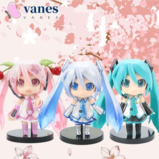 Vanes1 โมเดลฟิกเกอร์ PVC รูปปั้นอนิเมะ Miku Hatsune สีฟ้า สีเขียว สีชมพู ของเล่น สําหรับเก็บสะสม