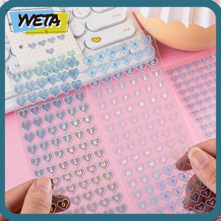 Yveta สติกเกอร์สัญลักษณ์ตัวอักษรเลเซอร์ PVC สําหรับตกแต่งสมุดภาพ DIY