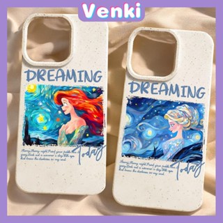 VENKI - เข้ากันได้สำหรับ เคสไอโฟน เคสไอโฟน11 เคส iphone 11 กรณีเป็นมิตรกับสิ่งแวดล้อมย่อยสลายได้สีขาวกรณีกันกระแทกป้องกันสวยเจ้าหญิงผมสีแดงสีเหลืองเข้ากันได้กับ iPhone 15 14 PRO MAX 13 PRO MAX 12 PRO MAX XR XS