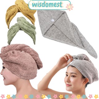 WISDOMEST หมวกอาบน้ํา ผ้าขนหนูไฟเบอร์ไม้ไผ่ แบบนิ่ม ดูดซับน้ําได้ดี แบบแห้งเร็ว