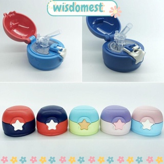 WISDOMEST ฝาปิดแก้วน้ําซิลิโคน พร้อมหลอดดูด แบบเปลี่ยน สําหรับเด็ก 2 ชิ้น