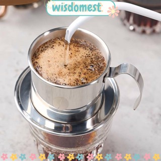 Wisdomest หม้อชงกาแฟ สีเงิน พร้อมฝาปิด ตัวกรองกาแฟดริป เวียดนาม ที่กรองกาแฟ หม้อกรอง กลไกชงกาแฟดริป สเตนเลส