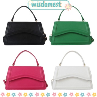 Wisdomest กระเป๋าสะพายไหล่ กระเป๋าถือ หนัง PU สีพื้น แฟชั่นสําหรับสตรี