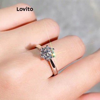 Lovito แหวนโลหะธรรมดา ลําลอง สําหรับผู้หญิง L63AD039 (สีเงิน)