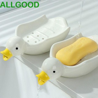 Allgoods ถาดวางสบู่เซรามิค รูปเป็ดน่ารัก กันน้ํา สีขาว สําหรับห้องครัว