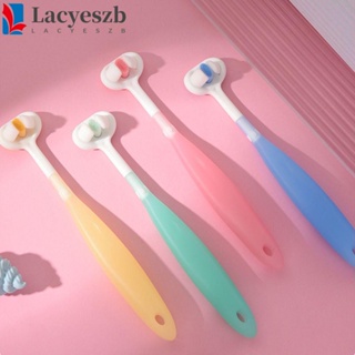 Lacyeszb แปรงสีฟัน 3D ขนแปรงนุ่ม ทําความสะอาดช่องปาก แบบพกพา 360 องศา สีแคนดี้