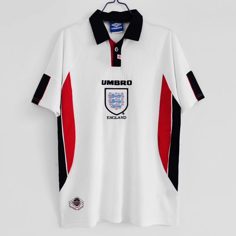 เสื้อกีฬาแขนสั้น ลายทีมชาติฟุตบอลอังกฤษ BECKHAM 1998 ชุดเหย้า สไตล์เรโทร