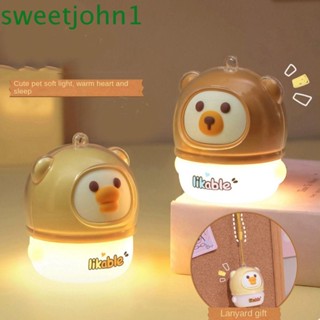 Sweetjohn โคมไฟตั้งโต๊ะ LED รูปการ์ตูนหมู สีชมพู ขนาดเล็ก ชาร์จ USB สําหรับครอบครัว