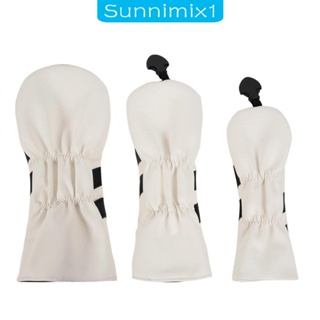 [Sunnimix1] ปลอกคลุมหัวไม้กอล์ฟ หนัง PU น้ําหนักเบา สําหรับผู้ใหญ่ 3 ชิ้น