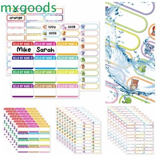 Mxgoods สติกเกอร์แท็กชื่อ ลายการ์ตูน กันน้ํา มีกาวในตัว สําหรับติดตกแต่งโต๊ะเรียน 5 แผ่น