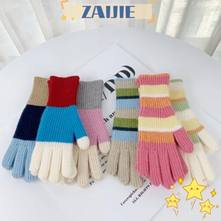 Zaijie24 ถุงมือถักนิตติ้ง กันลม กันความร้อน หน้าจอสัมผัส อะคริลิคไฟเบอร์ อบอุ่น กันลื่น สําหรับผู้ชาย ผู้หญิง