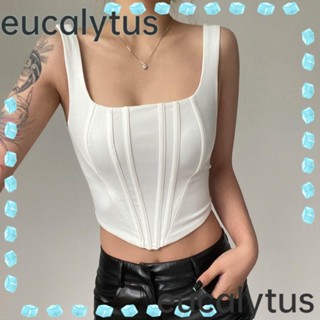 Eucalytus1 เสื้อครอปท็อป แขนกุด คอสี่เหลี่ยม สุดเซ็กซี่ 2023