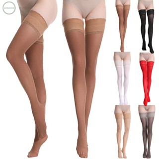 GORGEOUS~Stockings Nylon Pantyhose Red Sheer Thigh High Tight White Women Black