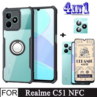 4 in 1 เคสโทรศัพท์มือถือกระจกนิรภัย เซรามิค กันรอยหน้าจอ กันกระแทก สําหรับ Realme C51 C53 C55 C35 C33 C30 C30s C25 C25Y C21Y C21 C17 C15 C12 C11 2021