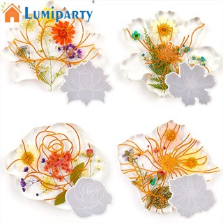 Lumiparty แม่พิมพ์ซิลิโคนเรซิ่นอีพ็อกซี่ รูปดอกไม้ สําหรับทําที่รองแก้ว 4 ชิ้น