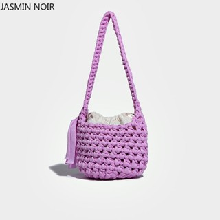 Jasmin NOIR กระเป๋าสะพายไหล่ลําลอง ผ้าสาน ขนาดเล็ก สําหรับสตรี