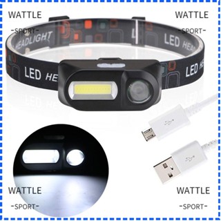 Wattle ไฟฉายสวมศีรษะ LED ขนาดเล็ก ชาร์จไฟได้ 18650 สําหรับตั้งแคมป์ ตกปลา