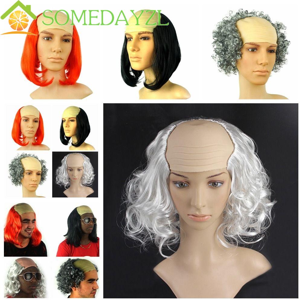 Somedayzl วิกผมหยิก วิกผมคนแก่ปลอม แบบตรง ตลก พร็อพสําหรับปาร์ตี้ฮาโลวีน