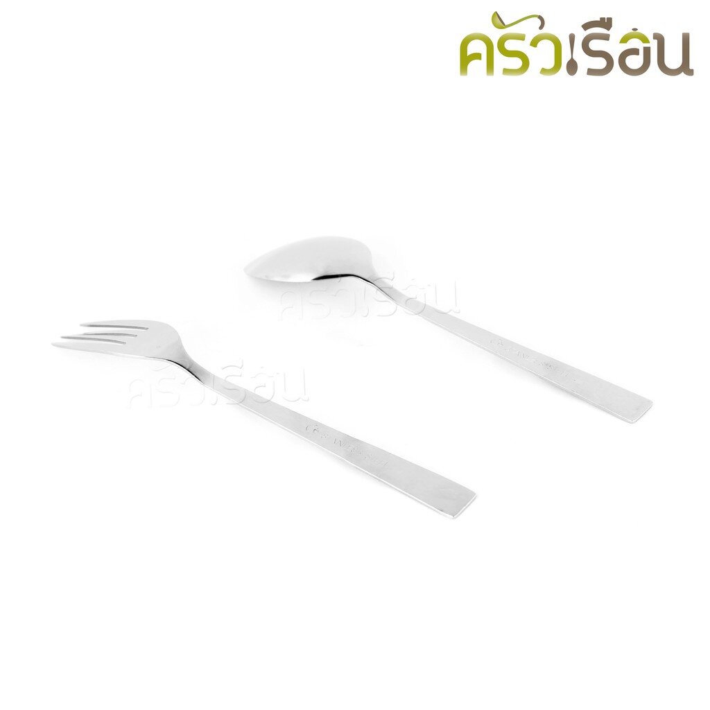 Double Apples [ แพ็ค 6 คู่ ลายกล้วยไม้ ] ช้อนส้อม สเตนเลส อย่างหนา ขนาด 19 ซม. ช้อนยาว ส้อมยาว ช้อนข้าว - รูปที่ 2