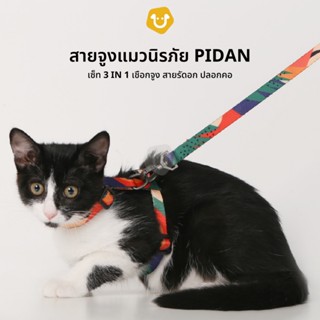 PIDAN 3in1 เซ็ตสายจูงสัตว์เลี้ยง  เชือกจูงแมวพร้อม สายรัดอก ปลอกคอ