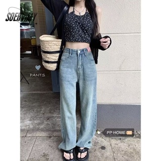 SOERVIMY กางเกงขายาว กางเกงยีสน์ผู้หญิง ทรงหลวม ๆ ตรง Retro Hip Hop Pants 2023 NEW Style WMY2390660 36Z230909