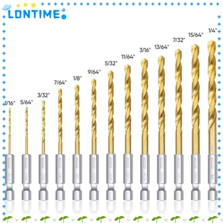 Lontime ดอกสว่านเจาะไม้ ไทเทเนียม แกนหกเหลี่ยม 1/16-1/4 135 องศา 13 ชิ้น ต่อชุด