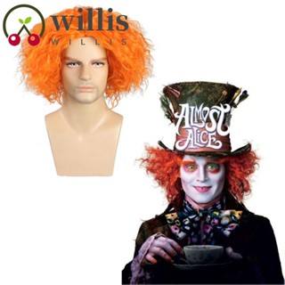 Willis วิกผมสั้น หยิก สีส้ม คอสเพลย์ ปาร์ตี้ คอสเพลย์ พร็อพผม ไร้รอยต่อ ทนความร้อน ที่มองไม่เห็น คอสเพลย์ฮาโลวีน อลิซผจญภัยในวันเดอร์แลนด์