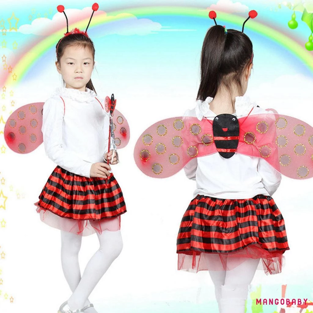 (จัดส่งในกรุงเทพฯ)-ฮาโลวีนเด็กเครื่องแต่งกายประสิทธิภาพชุด Bee/Ladybug Wing Tutu กระโปรงแถบคาดศีรษะ Wand คอสเพลย์อุปกรณ์เสริม thumbnail 5