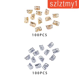 [szlztmy1] ลูกปัดเดรดล็อก โลหะ สําหรับถักเปีย ตกแต่งผม 100 ชิ้น